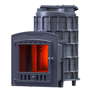 Печь-каменка чугунная АВАНГАРД  24 (П)2-ЗК дверца ПАНОРАМА усиленная каменка (24 м.куб)