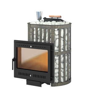 Печь-каменка  чугунная УРАГАН КОВКА 16 дверца ПАНОРАМА (8 - 18 м.куб)