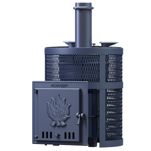 Печь-каменка чугунная ИСКАНДЕР ЗК УРАГАН 18 PRO в СЕТКЕ  дверца глухая (18 м.куб)