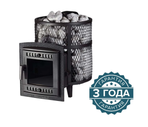 Печь-каменка чугунная АТМОСФЕРА М КТК дверца со стеклом в сетке (8-14 м.куб)