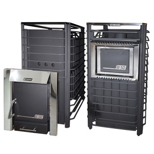 Печь-каменка ЕРМАК PRO 50 СЕТКА INOX 304 10 мм дверца ПАНОРАМА (35 - 50 м.куб)