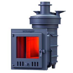 Печь-каменка чугунная ИСКАНДЕР ЗК 18М  дверца со стеклом (18 м.куб)  под облицовку