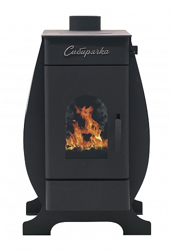 Печь отопительная СИБИРЯЧКА-12 (кожух из нержавеющей стали) дверца со стеклом