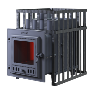 Печь-каменка чугунная ГРОЗА 24МС дверца со стеклом в сетке (24 м.куб) Печь-каменка чугунная ГРОЗА 24МС дверца со стеклом в сетке (24 м.куб)