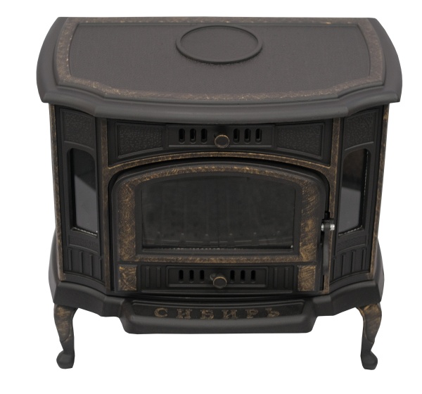 Печь-камин СИБИРЬ  10 чугунная с чугунной дверцей со стеклом