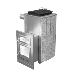 Печь-каменка нержавеющая ЧАРОДЕЙКА Русский пар дверца со стеклом ТАЛЬКОХЛОРИТ (18 - 30 м.куб)