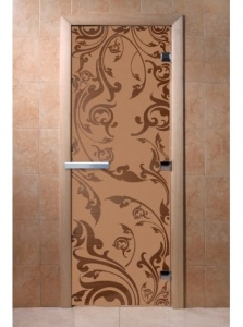 Дверь стеклянная ВЕНЕЦИЯ БРОНЗА МАТОВАЯ 700 х 1900 мм 3 петли, стекло 8 мм, коробка ОСИНА, магнит