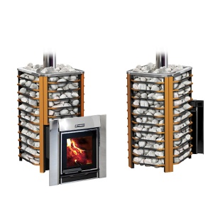 Печь-каменка ЕРМАК ПРЕМИУМ 20 СЕТКА СТАЛЬ 8мм дверца ПАНОРАМА (12 - 20 м.куб)