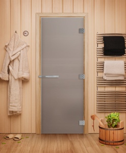 Дверь стеклянная ЭТАЛОН САТИН МАТОВАЯ 800 х 2000 мм 3 петли, стекло 10 мм, коробка ОСИНА, магнит DW