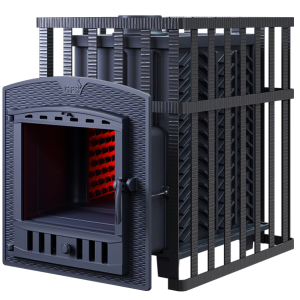 Печь-каменка чугунная GFS ЗК 40П2 в СЕТКЕ  дверца ПАНОРАМА (40 м.куб)