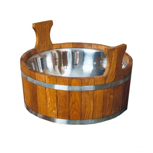 Шайка  5 л с нержавеющей вставкой,лак ДУБ Шайка  5 л с нержавеющей вставкой,лак ДУБ