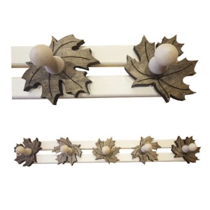 Вешалка 5 крючков КЛЕНОВЫЕ ЛИСТЬЯ темные (590 х 70 х 10) ЛИПА