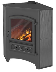 Печь-камин ЭТНА 11 кВт (БКД) УГЛОВОЙ АНТРАЦИТ (180 м.куб)