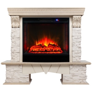 Портал Rockland LUX 25/25,5 белый дуб с зол.патиной (WT-619G) для электроочага с 25/25,5 диагональю*