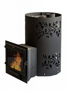 Печь-каменка ДУБРАВА 30 с закрытой каменкой дверца ПАНОРАМА (20 - 30 м.куб)