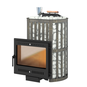 Печь-каменка  чугунная УРАГАН КОВКА 22 дверца ПАНОРАМА (12 - 24 м.куб) Печь-каменка  чугунная УРАГАН КОВКА 22 дверца ПАНОРАМА (12 - 24 м.куб)