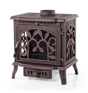 Печь-камин DEMETRA три стекла, чугунная патина медь d = 150 мм (10 кВт) Печь-камин DEMETRA три стекла, чугунная патина медь d = 150 мм (10 кВт)