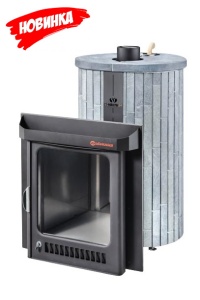 Печь-каменка МАКСИ ПФ дверца со стеклом в ламелях ТАЛЬКОХЛОРИТ НАБОРНЫЙ (38 м.куб)