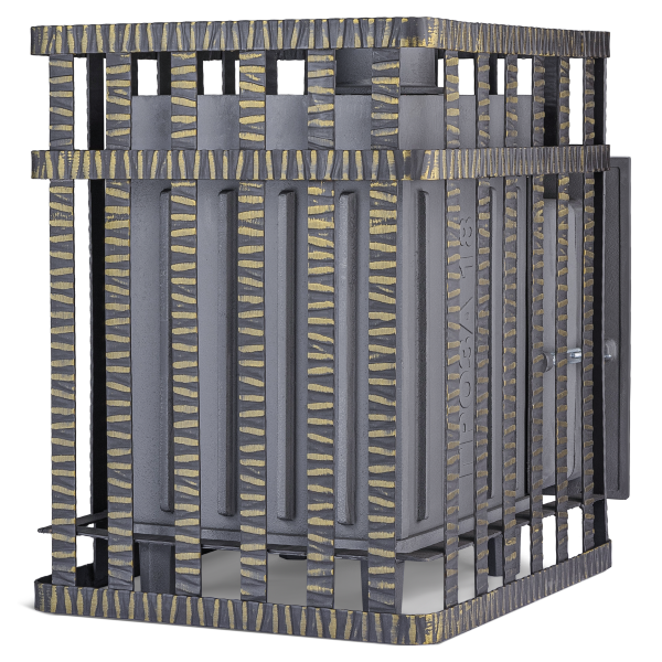 Печь-каменка чугунная ГРОЗА 24МС дверца со стеклом в сетке (24 м.куб) Печь-каменка чугунная ГРОЗА 24МС дверца со стеклом в сетке (24 м.куб)