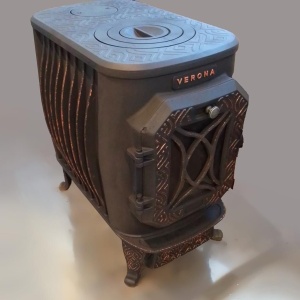 Печь отопительная чугунная ВЕРОНА золото дверца со стеклом Печь отопительная чугунная ВЕРОНА золото дверца со стеклом