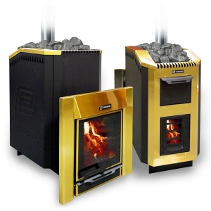 Печь-каменка ЕРМАК ЛЮКС 24 GOLD INOX 304 5мм дверца ПАНОРАМА (16 - 26 м.куб)