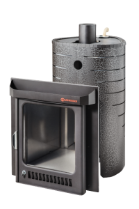 Печь-каменка ОПТИМА ПФ дверца со стеклом в кожухе ЛАЙН (28 м.куб)