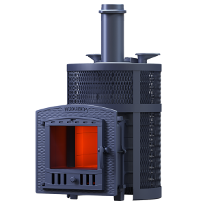 Печь-каменка чугунная ИСКАНДЕР ЗК УРАГАН 16П2 в СЕТКЕ  дверца ПАНОРАМА (16 м.куб) Печь-каменка чугунная ИСКАНДЕР ЗК УРАГАН 16П2 в СЕТКЕ  дверца ПАНОРАМА (16 м.куб)