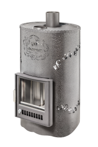 Печь-каменка УЮТ-25 ПФ дверца со стеклом в кожухе СТАНДАРТ (25 м.куб)