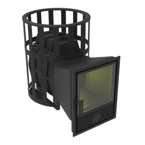 Печь-каменка чугунная ВОЕВОДА 15 дверца Д-1 сетч.кожух d = 115 мм (6 - 15 м.куб)