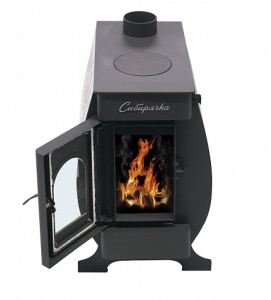 Печь отопительная СИБИРЯЧКА- 6 (кожух из нержавеющей стали) дверца со стеклом