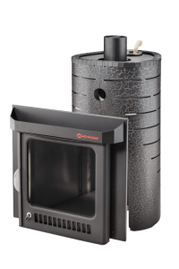 Печь-каменка МАЛЮТКА ПФ дверца со стеклом в кожухе ЛАЙН (18 м.куб)