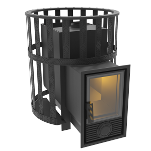 Печь-каменка ВИКИНГ 24 дверца Д-2 сетчатый кожух d = 115 мм (8 - 30 м.куб.)
