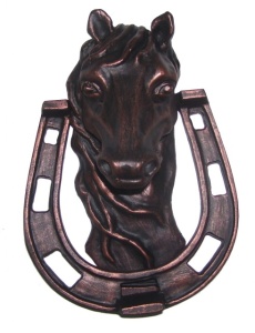 Ручка-стучалка ХДИ-12.018  ЛОШАДЬ дверная (ГБ: 170 х 125 х 70 мм) ЛИТКОМ