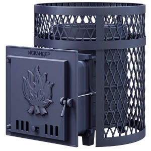 Печь-каменка чугунная ИСКАНДЕР 18С в сетке дверца глухая (18 м.куб) . Печь-каменка чугунная ИСКАНДЕР 18С в сетке дверца глухая (18 м.куб) .