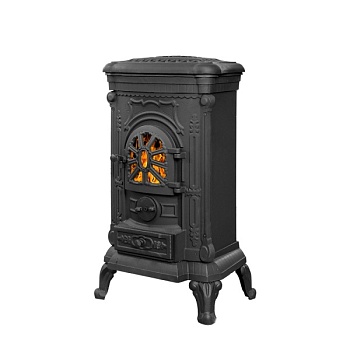 Печь-камин ВЕЗУВИЙ А-07, чугунная антрацит d = 115 мм (7 кВт)